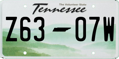 TN license plate Z6307W
