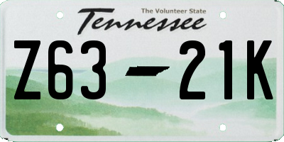 TN license plate Z6321K