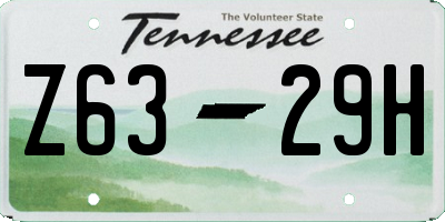 TN license plate Z6329H