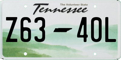 TN license plate Z6340L