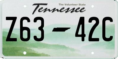 TN license plate Z6342C