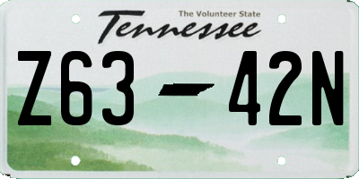 TN license plate Z6342N