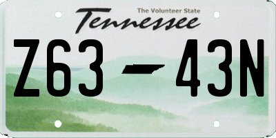 TN license plate Z6343N
