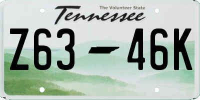 TN license plate Z6346K
