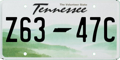 TN license plate Z6347C