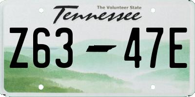 TN license plate Z6347E
