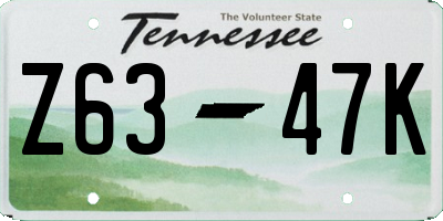 TN license plate Z6347K