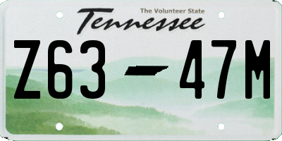 TN license plate Z6347M