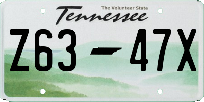 TN license plate Z6347X