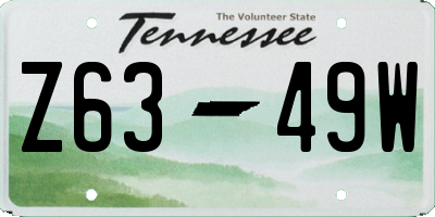TN license plate Z6349W