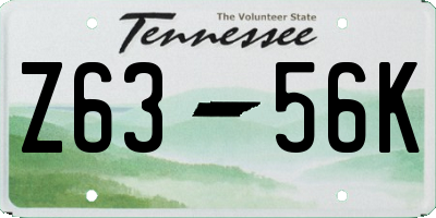 TN license plate Z6356K