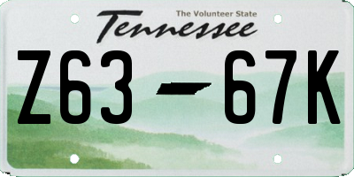 TN license plate Z6367K