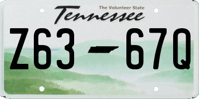TN license plate Z6367Q