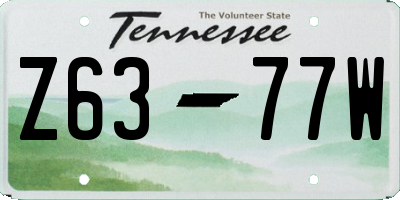TN license plate Z6377W