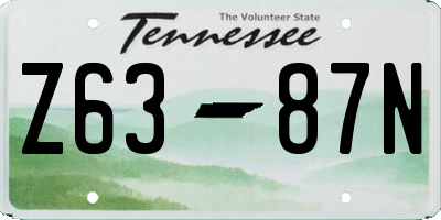 TN license plate Z6387N