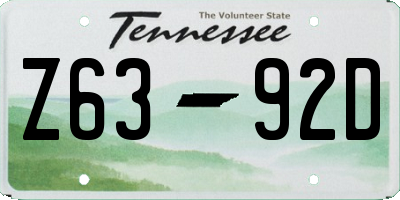 TN license plate Z6392D