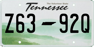 TN license plate Z6392Q