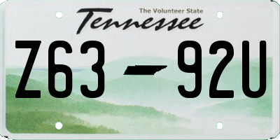 TN license plate Z6392U