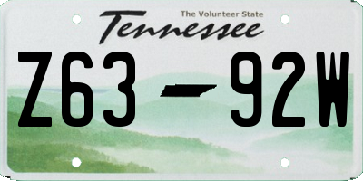 TN license plate Z6392W