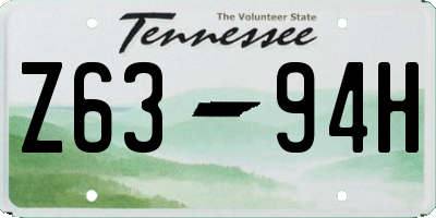 TN license plate Z6394H
