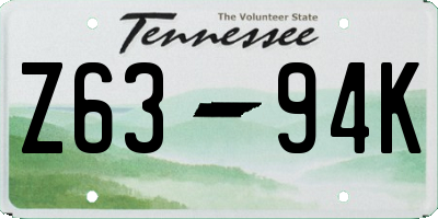 TN license plate Z6394K