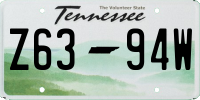 TN license plate Z6394W