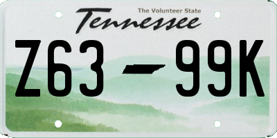 TN license plate Z6399K