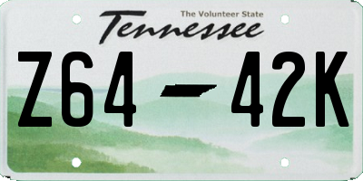 TN license plate Z6442K