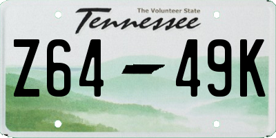 TN license plate Z6449K