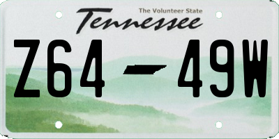 TN license plate Z6449W