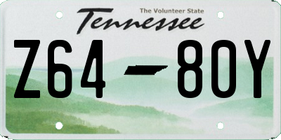 TN license plate Z6480Y