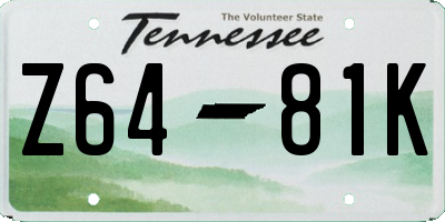 TN license plate Z6481K
