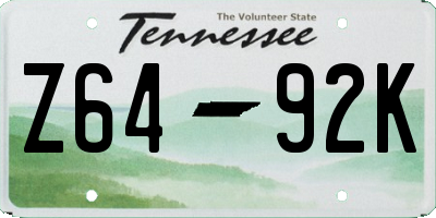 TN license plate Z6492K