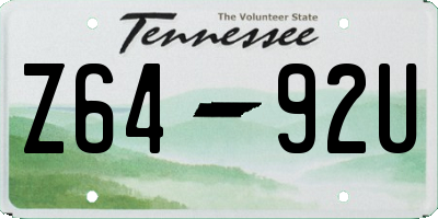 TN license plate Z6492U