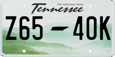 TN license plate Z6540K
