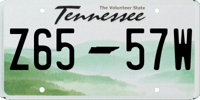 TN license plate Z6557W