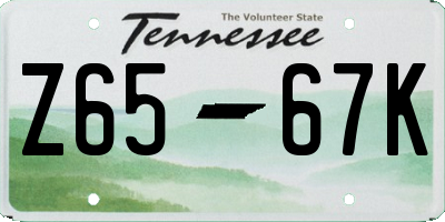TN license plate Z6567K