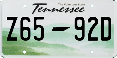 TN license plate Z6592D