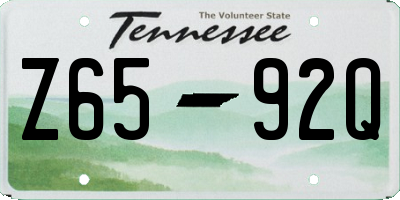 TN license plate Z6592Q