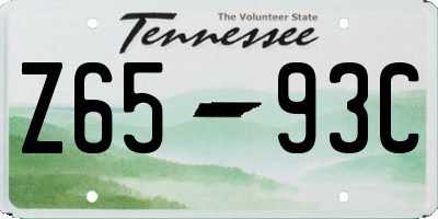TN license plate Z6593C