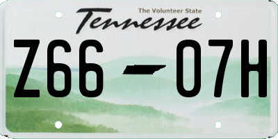 TN license plate Z6607H