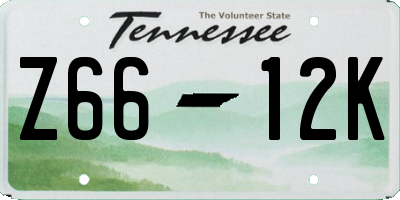 TN license plate Z6612K