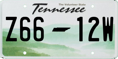 TN license plate Z6612W