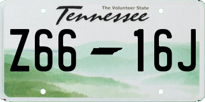 TN license plate Z6616J