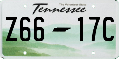 TN license plate Z6617C