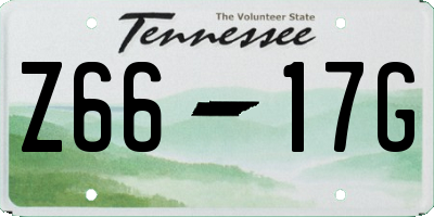 TN license plate Z6617G
