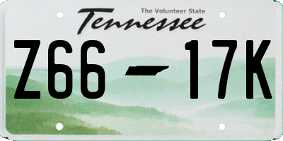 TN license plate Z6617K
