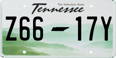 TN license plate Z6617Y