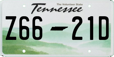 TN license plate Z6621D