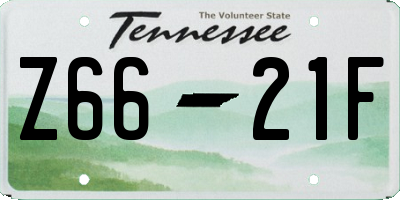 TN license plate Z6621F